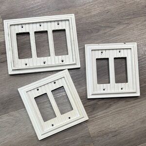 AMERELLE Cottage 2 Gangs & 3-gang Decorator Rocker White Wood BMC Wall Plate